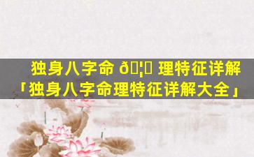 独身八字命 🦁 理特征详解「独身八字命理特征详解大全」